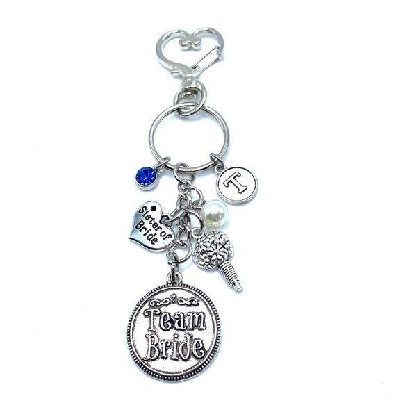 Sister Of The Bride Keychain Bag Charm Team Bride Wedding - Picture 5 of 6